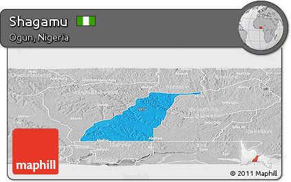 Political Panoramic Map of Shagamu, lighten, desaturated