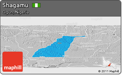 Political Panoramic Map of Shagamu, lighten, desaturated