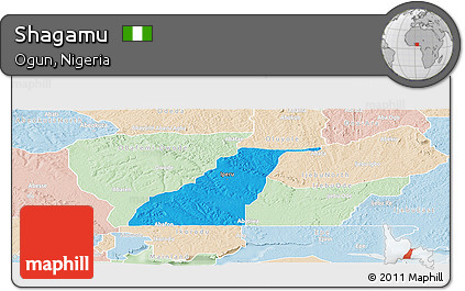Political Panoramic Map of Shagamu, lighten