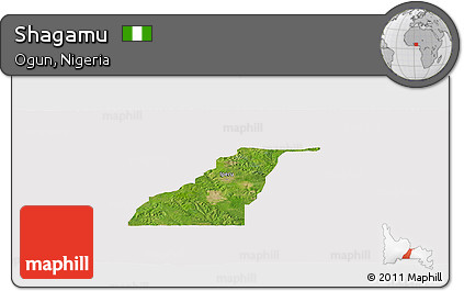 Satellite Panoramic Map of Shagamu, cropped outside