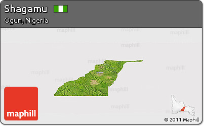 Satellite Panoramic Map of Shagamu, cropped outside