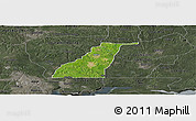 Satellite Panoramic Map of Shagamu, darken, semi-desaturated