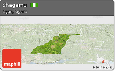 Satellite Panoramic Map of Shagamu, lighten