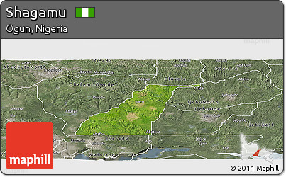 Satellite Panoramic Map of Shagamu, semi-desaturated