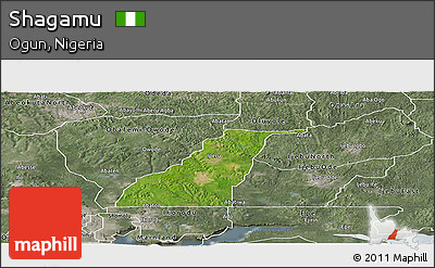 Satellite Panoramic Map of Shagamu, semi-desaturated