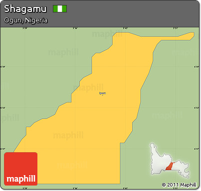 Savanna Style Simple Map of Shagamu, single color outside