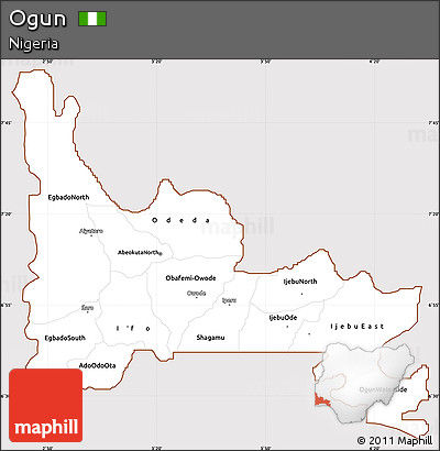 Classic Style Simple Map of Ogun, cropped outside