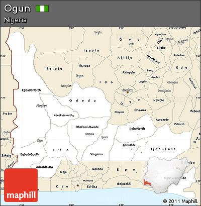 Classic Style Simple Map of Ogun