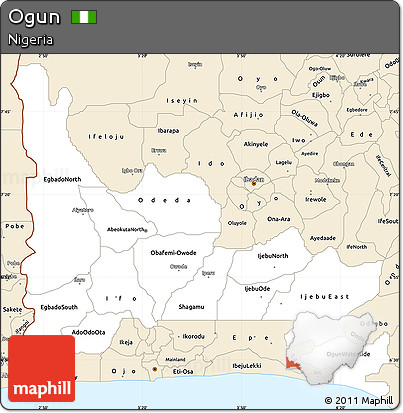 Classic Style Simple Map of Ogun