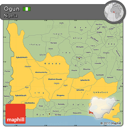 Savanna Style Simple Map of Ogun