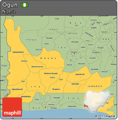Savanna Style Simple Map of Ogun