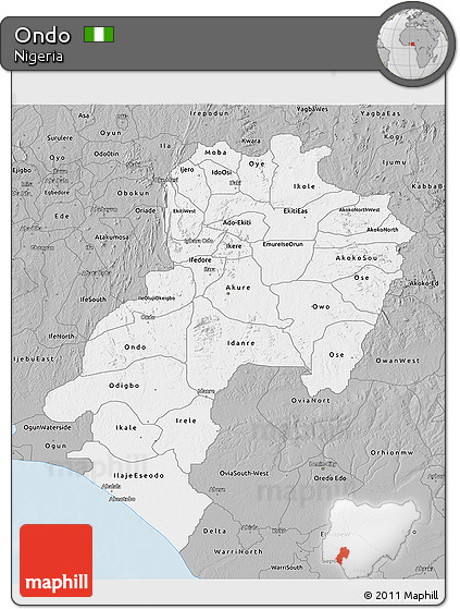 Gray 3D Map of Ondo
