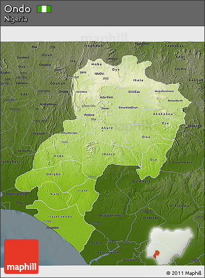 Physical 3D Map of Ondo, darken