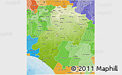 Physical 3D Map of Ondo, political shades outside