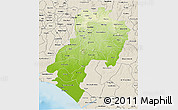 Physical 3D Map of Ondo, shaded relief outside