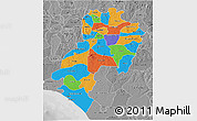 Political 3D Map of Ondo, desaturated