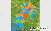 Political 3D Map of Ondo, satellite outside
