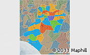 Political 3D Map of Ondo, semi-desaturated
