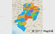 Political 3D Map of Ondo, shaded relief outside