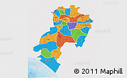 Political 3D Map of Ondo, single color outside