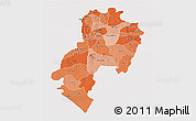 Political Shades 3D Map of Ondo, cropped outside