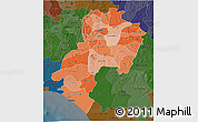 Political Shades 3D Map of Ondo, darken