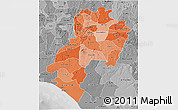 Political Shades 3D Map of Ondo, desaturated