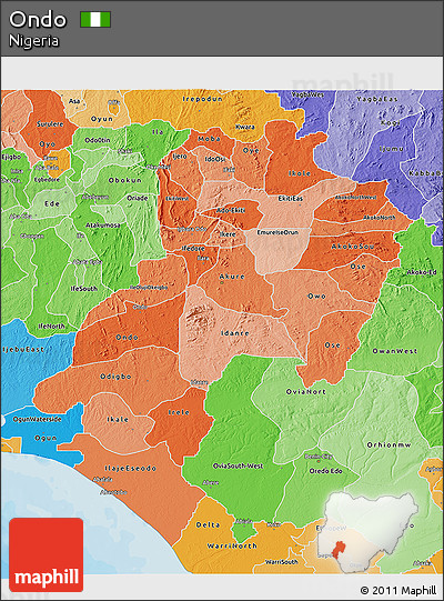 Political Shades 3D Map of Ondo