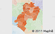 Political Shades 3D Map of Ondo, lighten