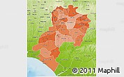 Political Shades 3D Map of Ondo, physical outside