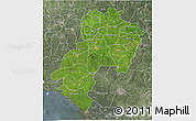 Satellite 3D Map of Ondo, semi-desaturated