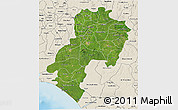 Satellite 3D Map of Ondo, shaded relief outside