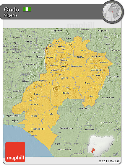 Savanna Style 3D Map of Ondo
