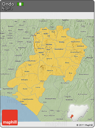 Savanna Style 3D Map of Ondo