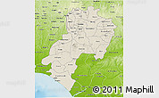 Shaded Relief 3D Map of Ondo, physical outside