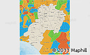 Shaded Relief 3D Map of Ondo, political outside