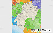 Shaded Relief 3D Map of Ondo, political shades outside