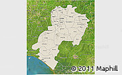Shaded Relief 3D Map of Ondo, satellite outside