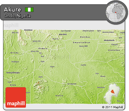 Physical 3D Map of Akure