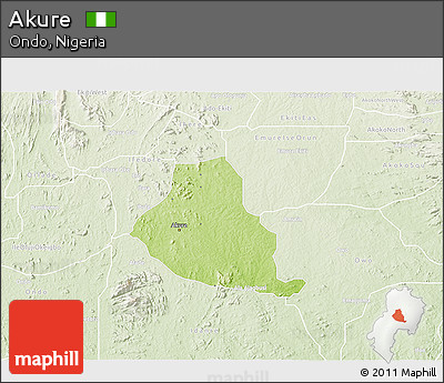 Physical 3D Map of Akure, lighten