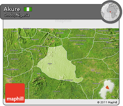 Physical 3D Map of Akure, satellite outside