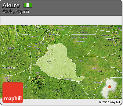 Physical 3D Map of Akure, satellite outside