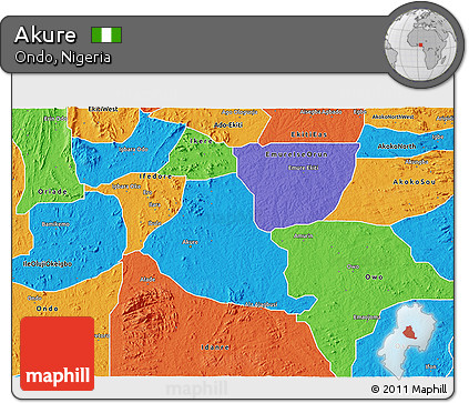 Political 3D Map of Akure