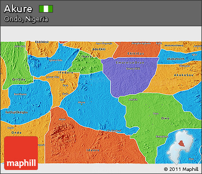 Political 3D Map of Akure