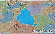Political 3D Map of Akure, semi-desaturated