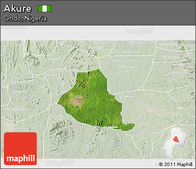 Satellite 3D Map of Akure, lighten