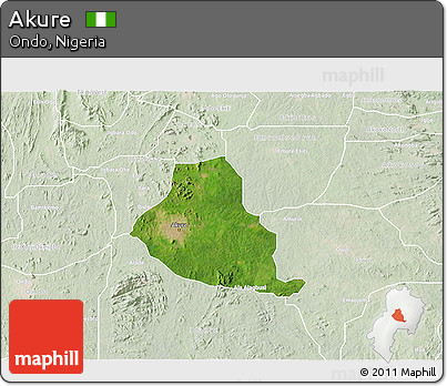Satellite 3D Map of Akure, lighten