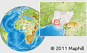 Physical Location Map of Akure, highlighted country, within the entire country