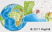 Physical Location Map of Akure, highlighted country, highlighted parent region