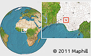 Satellite Location Map of Akure, highlighted country